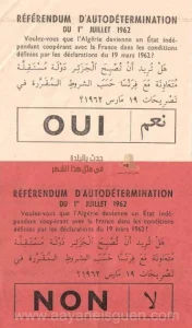 ورقة التصويت في الاستفتاء حول استقلال الجزائر